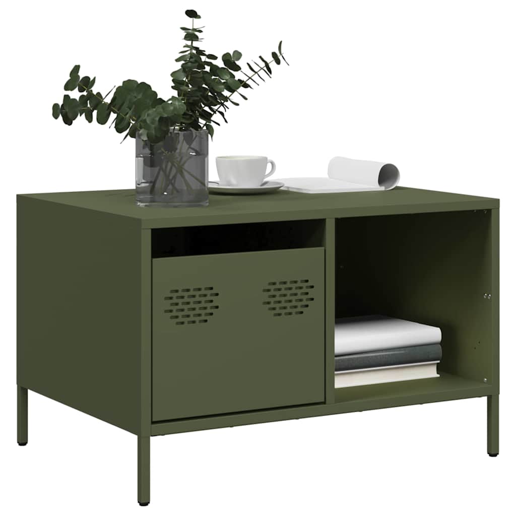 Salongbord olivengrønn 68,5x50x43,5 cm kaldvalset stål