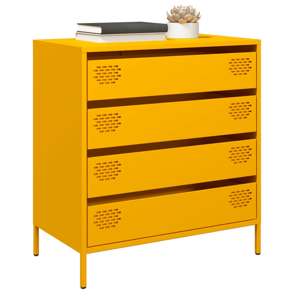 Skjenk sennepsgul 68x39x73,5 cm kaldvalset stål