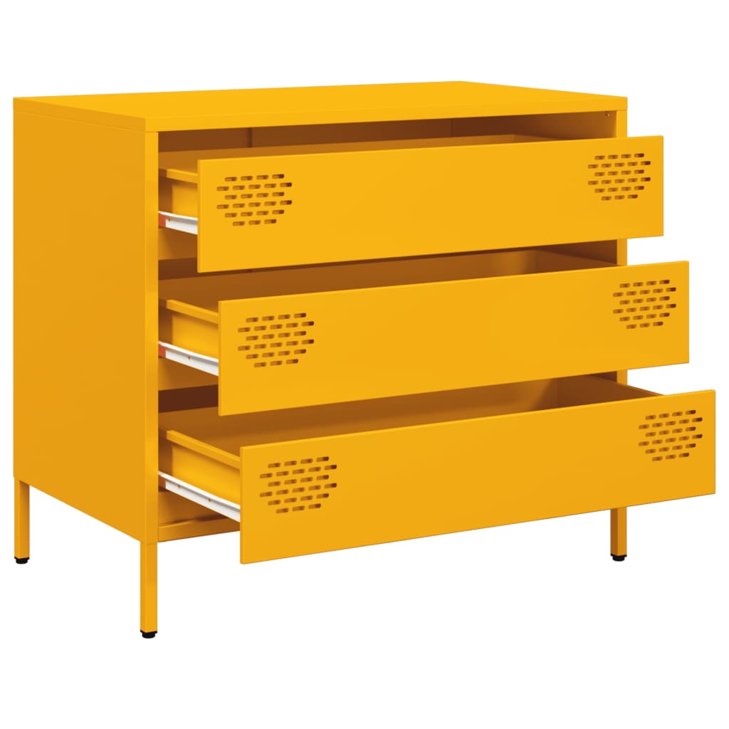 Skjenk sennepsgul 68x39x58,5 cm kaldvalset stål