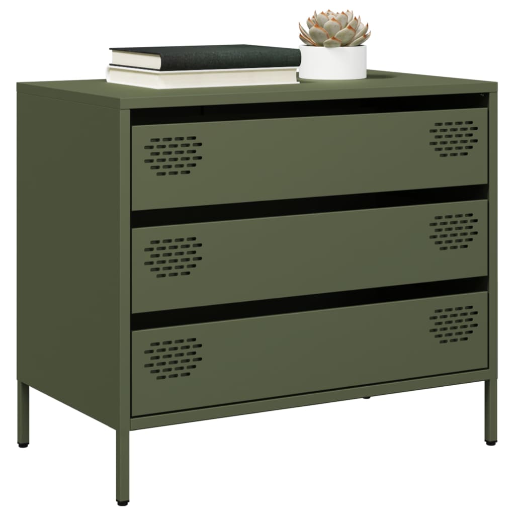Skjenk olivengrønn 68x39x58,5 cm kaldvalset stål
