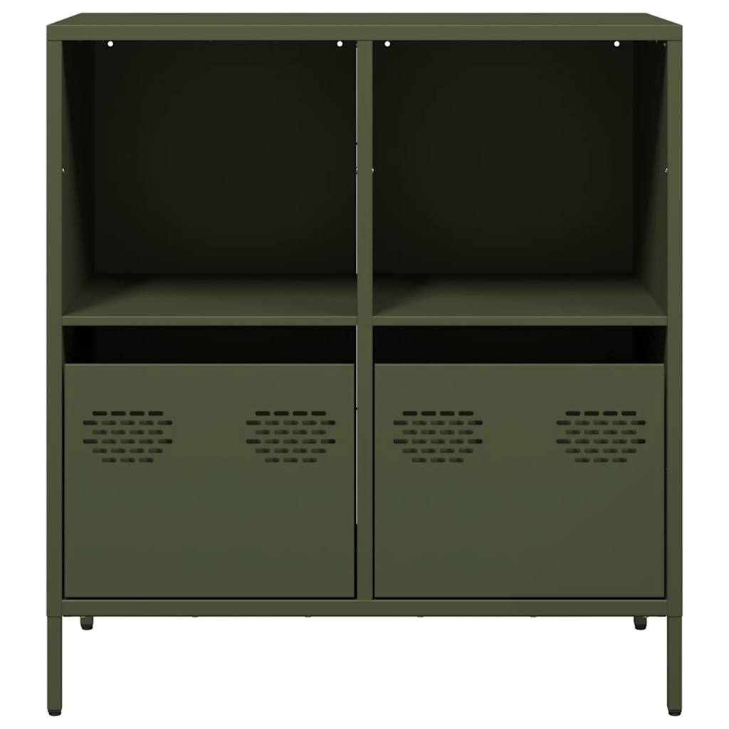 Skjenk olivengrønn 68x39x73,5 cm kaldvalset stål