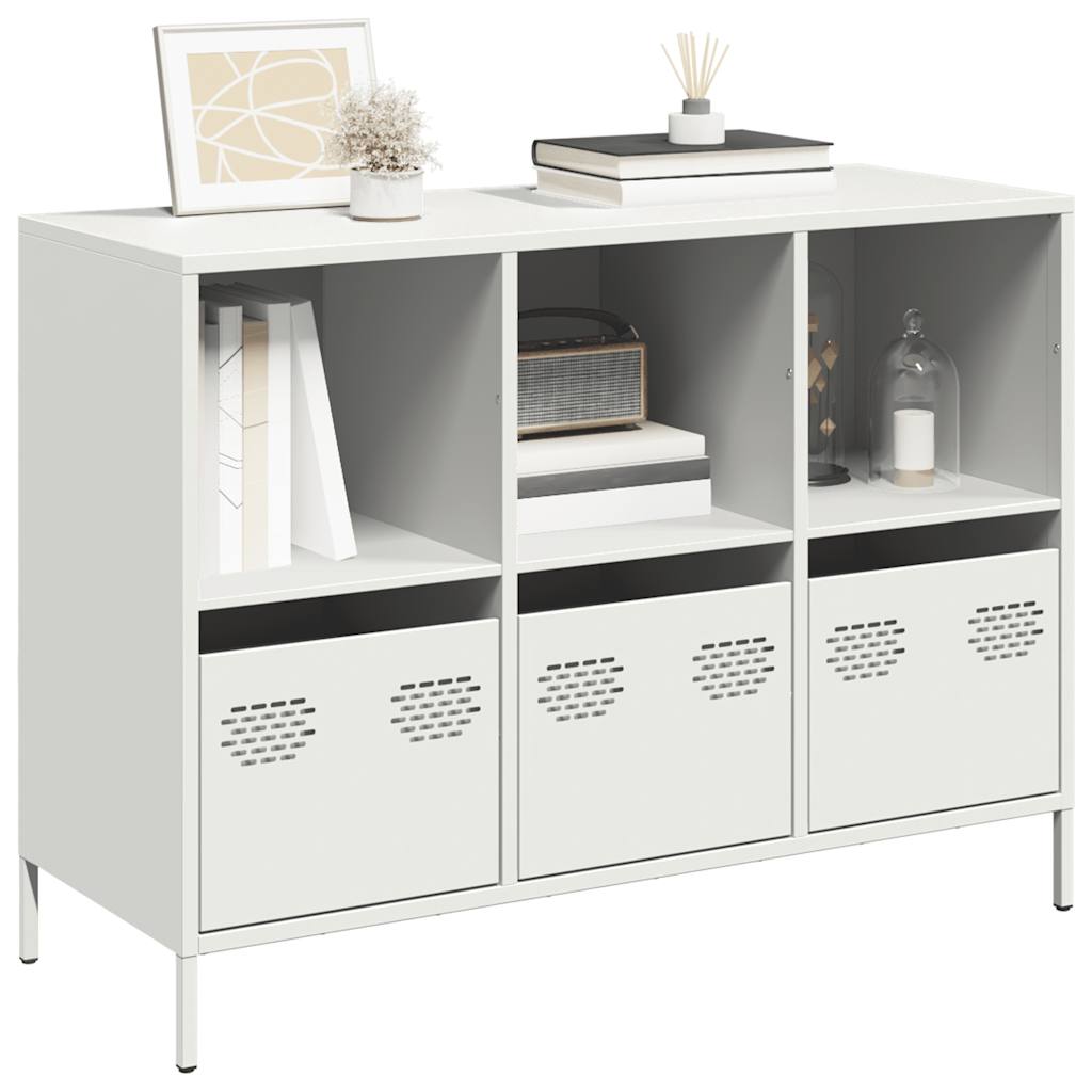 Skjenk hvit 101,5x39x73,5 cm kaldvalset stål