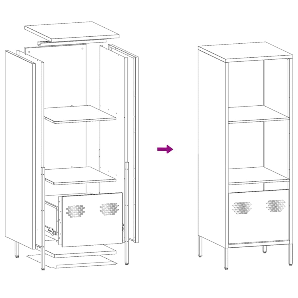 Highboard rosa 35x39x103,5 cm stål