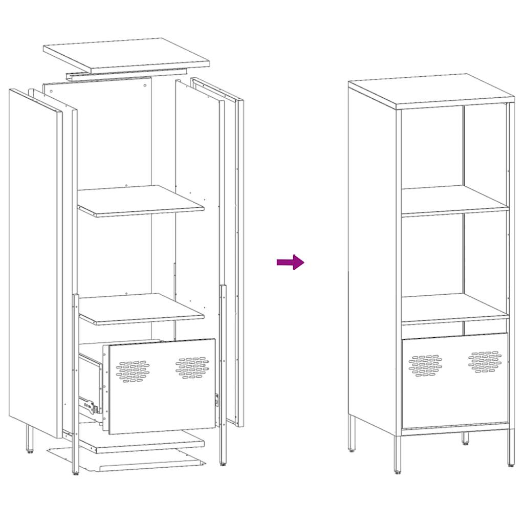 Highboard sennepsgul 35x39x103,5 cm stål
