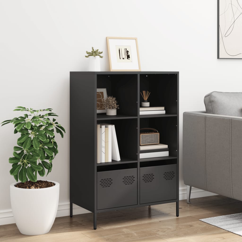 Highboard svart 68x39x103,5 cm stål
