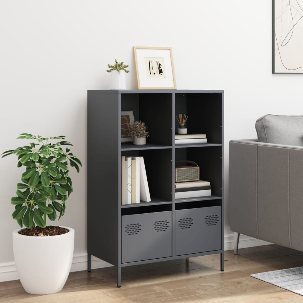 Highboard antrasitt 68x39x103,5 cm stål