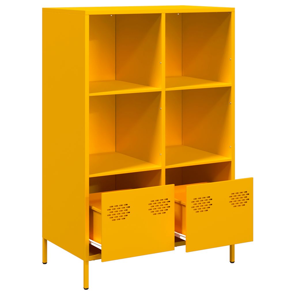 Highboard sennepsgul 68x39x103,5 cm stål