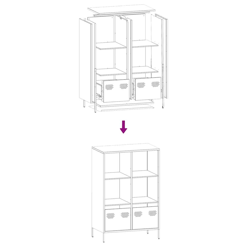 Highboard sennepsgul 68x39x103,5 cm stål