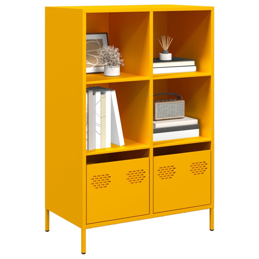 Highboard sennepsgul 68x39x103,5 cm stål