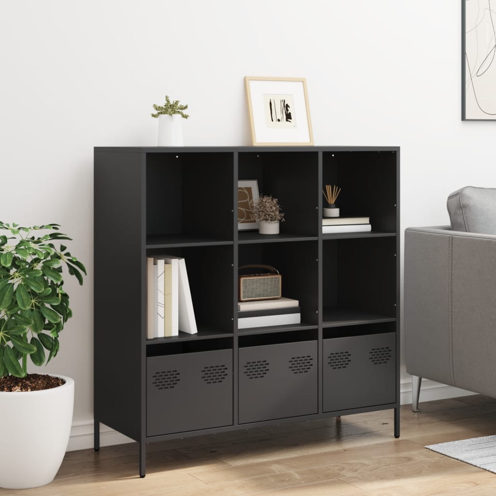 Highboard svart 101,5x39x103,5 cm stål