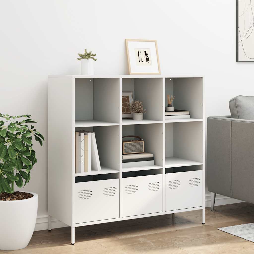 Highboard hvit 101,5x39x103,5 cm stål