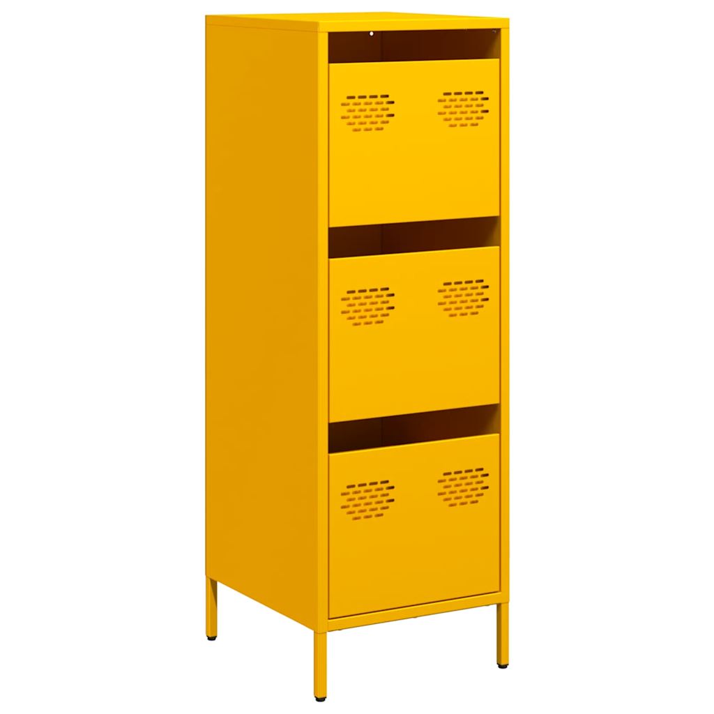 Highboard sennepsgul 39x35x103,5 cm stål