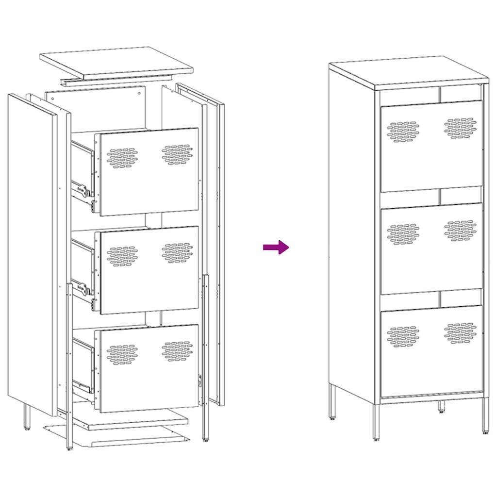 Highboard sennepsgul 39x35x103,5 cm stål