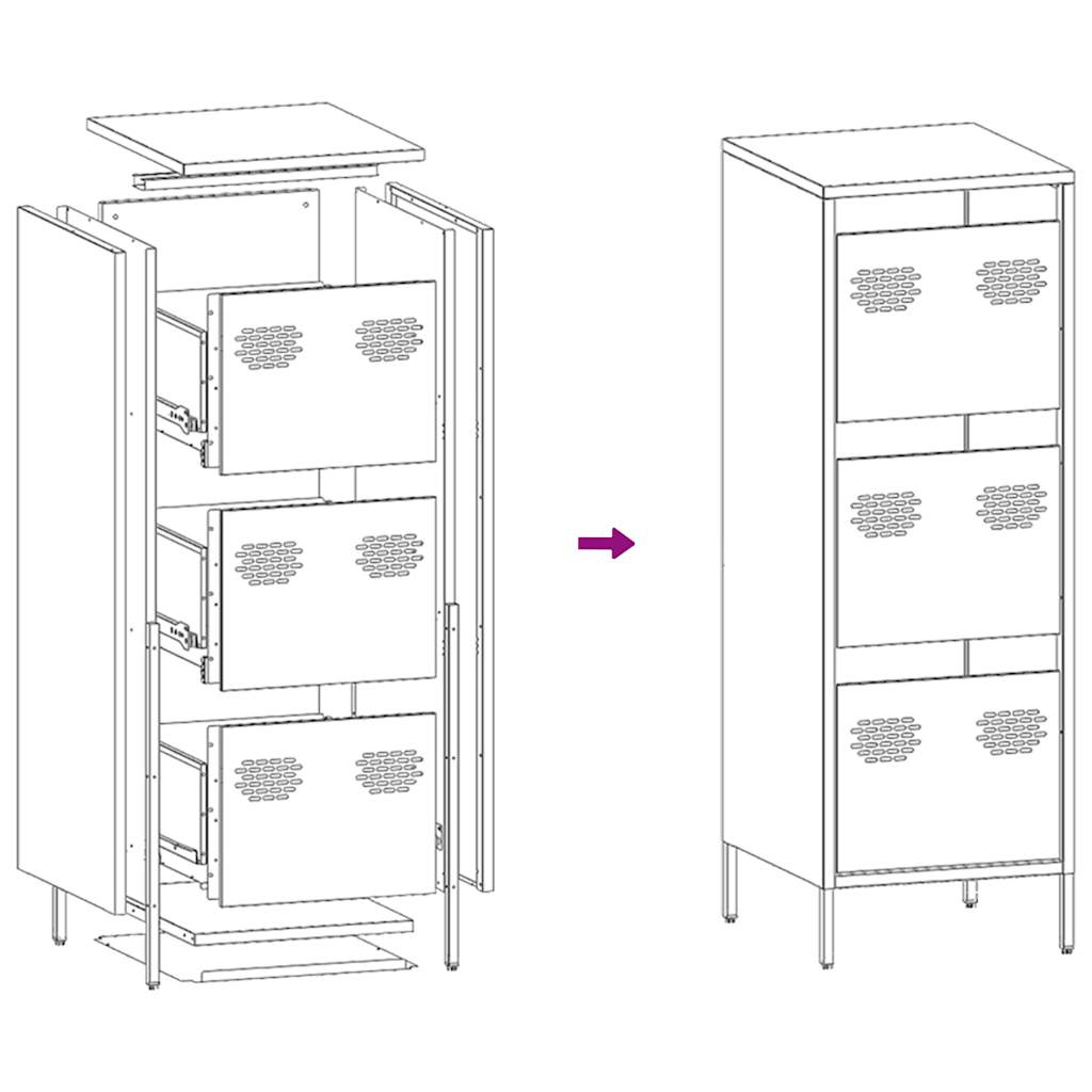 Highboard hvit 39x35x103,5 cm stål