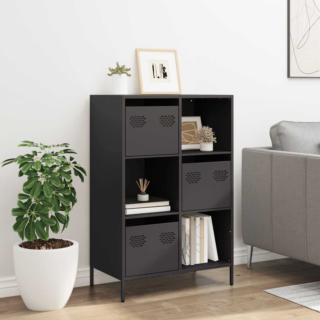 Highboard svart 68x39x103,5 cm stål