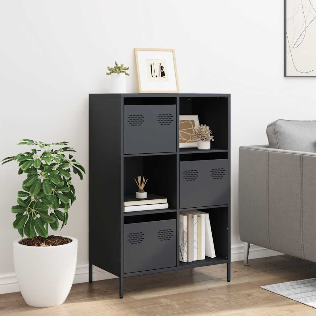 Highboard antrasitt 68x39x103,5 cm stål
