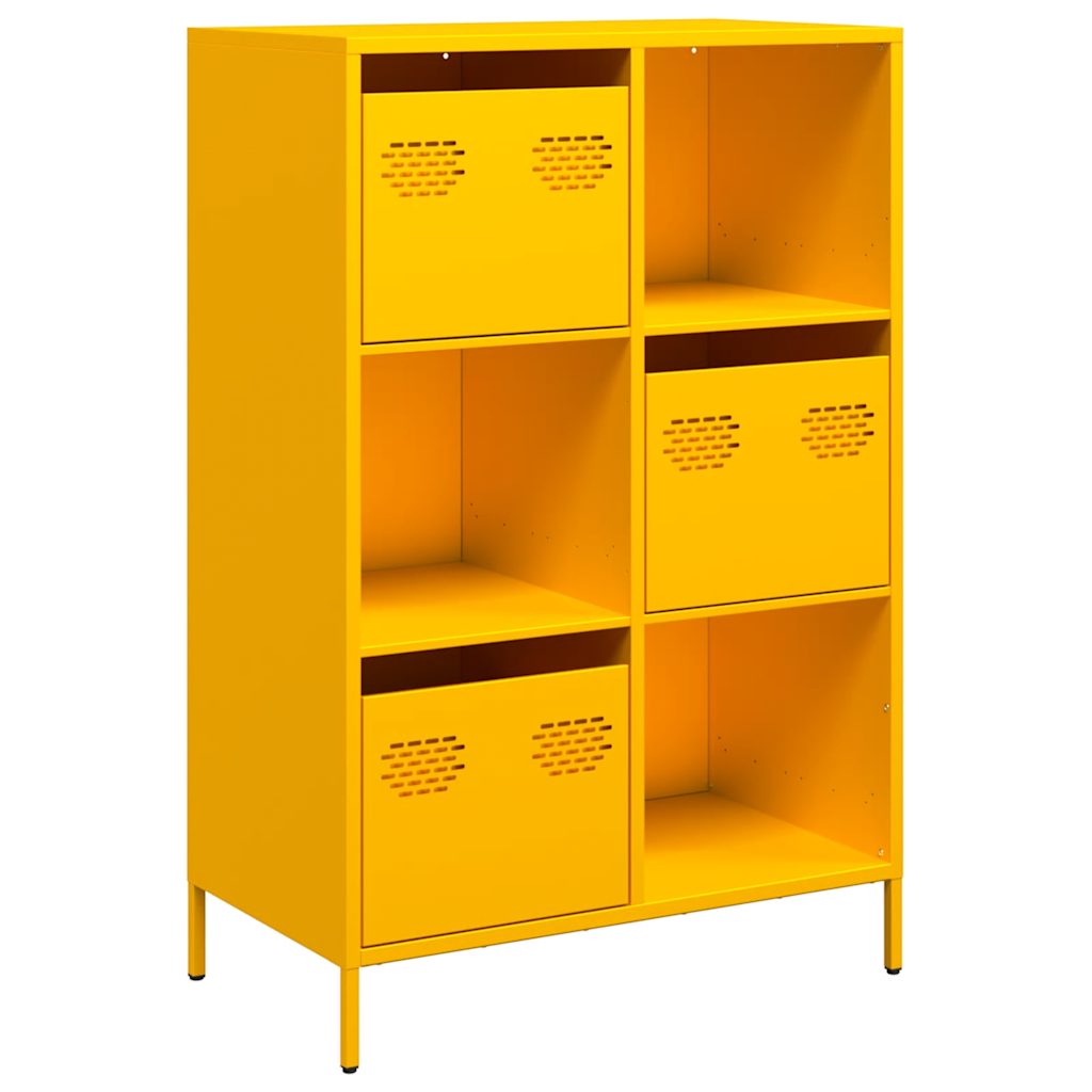 Highboard sennepsgul 68x39x103,5 cm stål
