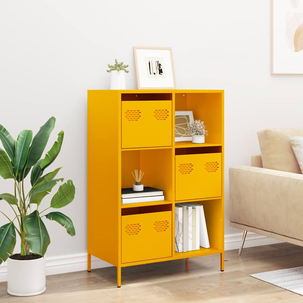 Highboard sennepsgul 68x39x103,5 cm stål