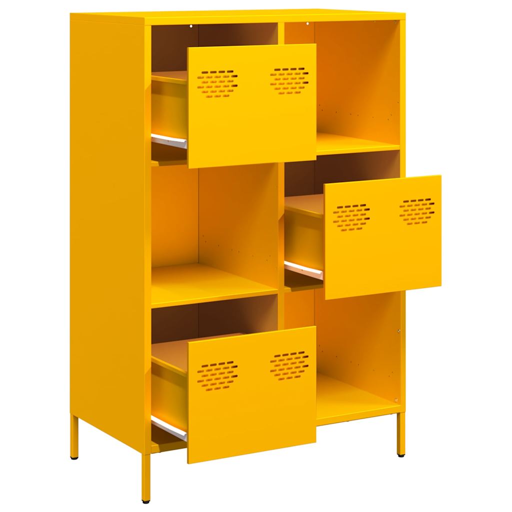 Highboard sennepsgul 68x39x103,5 cm stål