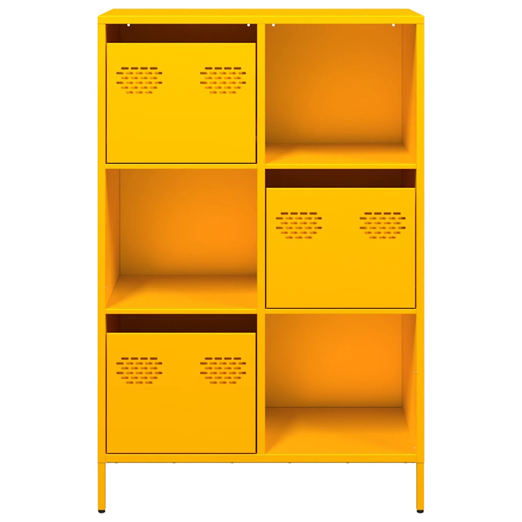 Highboard sennepsgul 68x39x103,5 cm stål