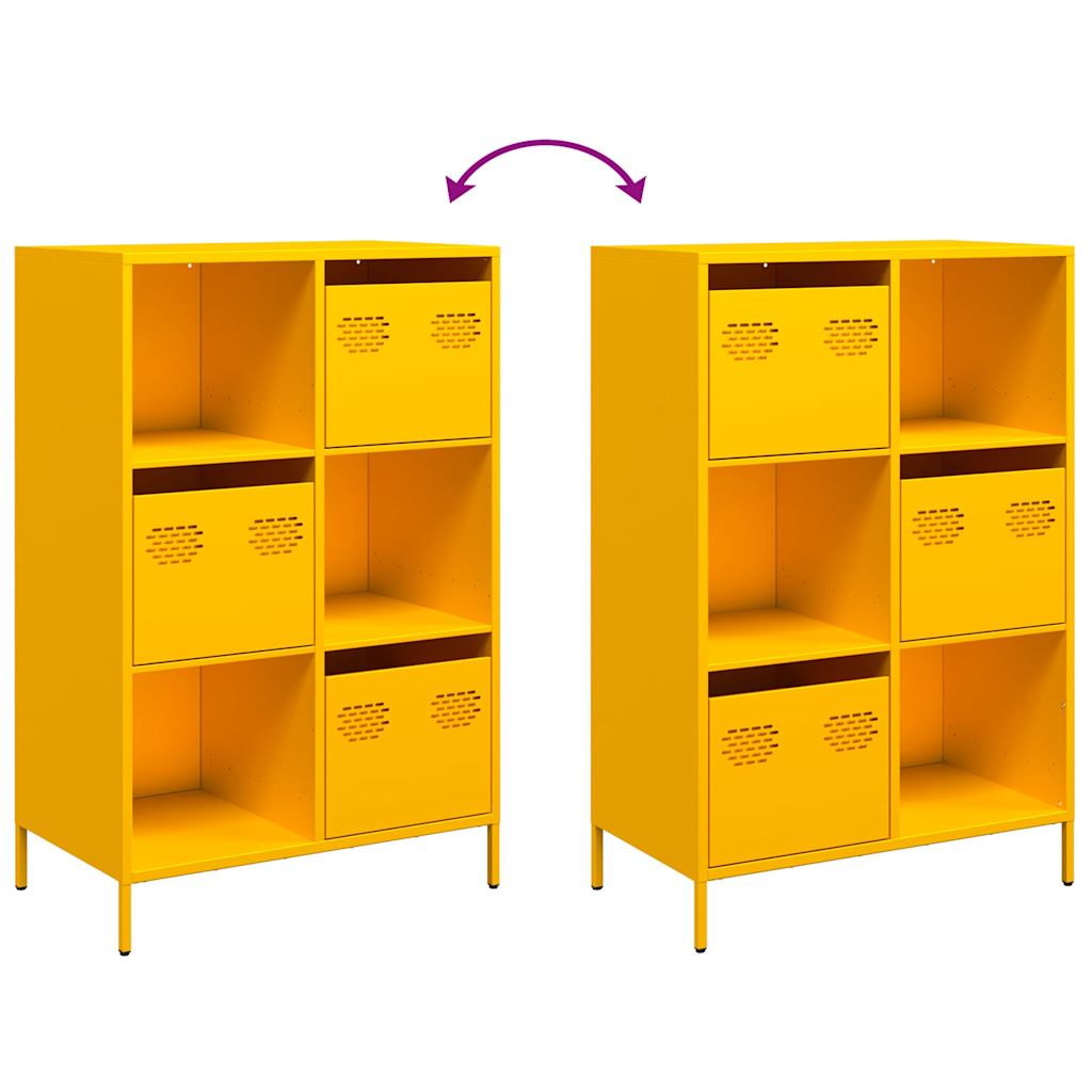 Highboard sennepsgul 68x39x103,5 cm stål