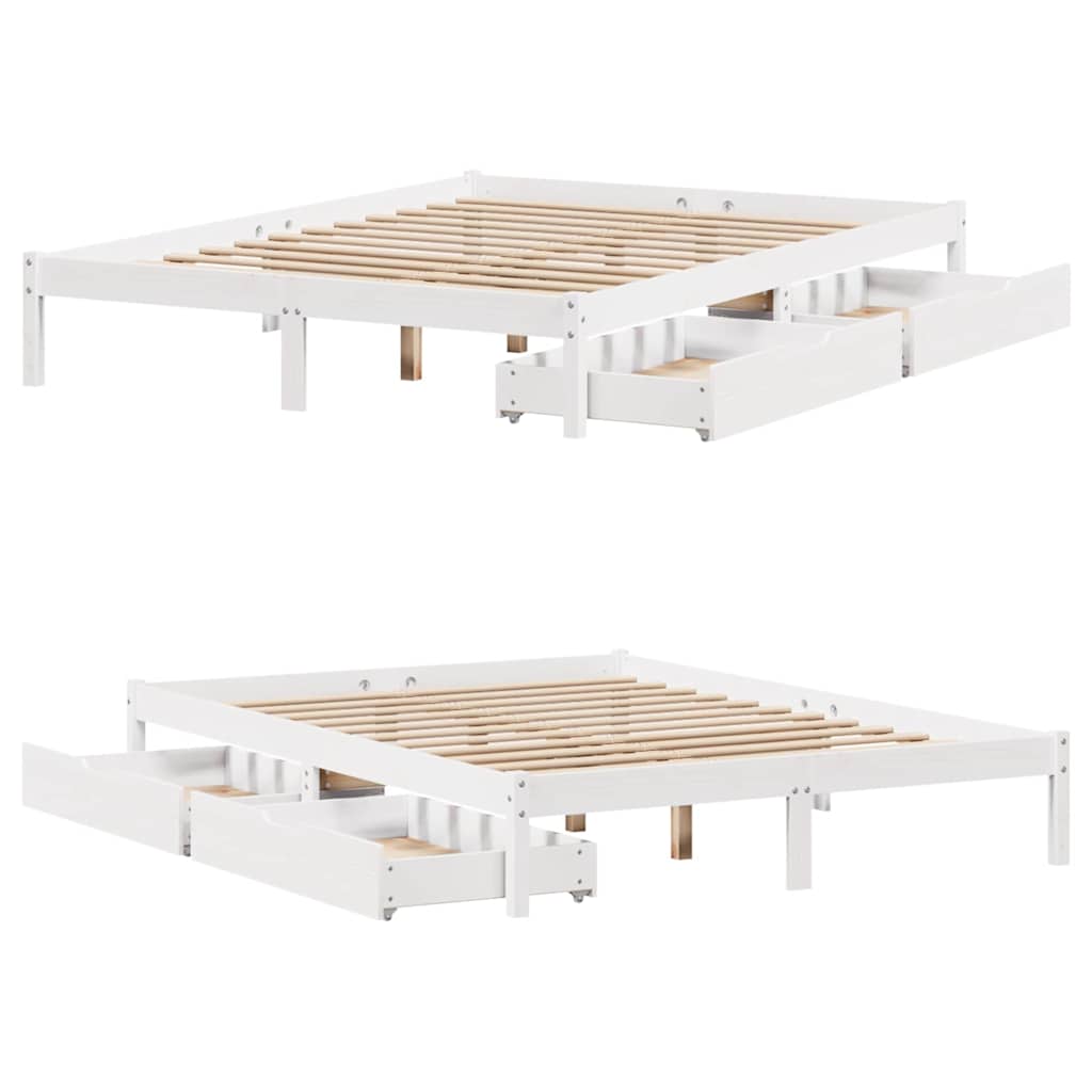 Sengeramme uten madrass hvit 135x190 cm heltre furu
