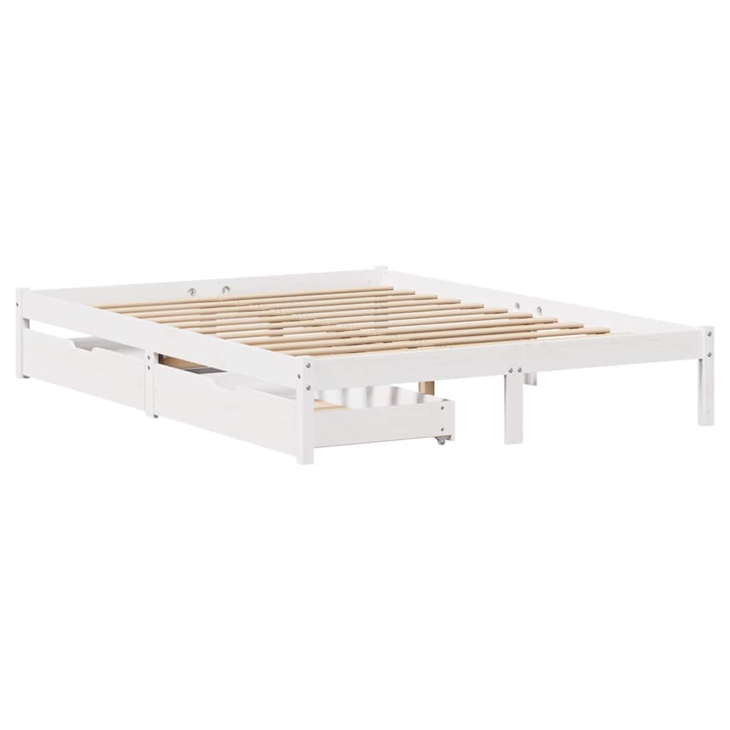 Sengeramme uten madrass hvit 140x190 cm heltre furu