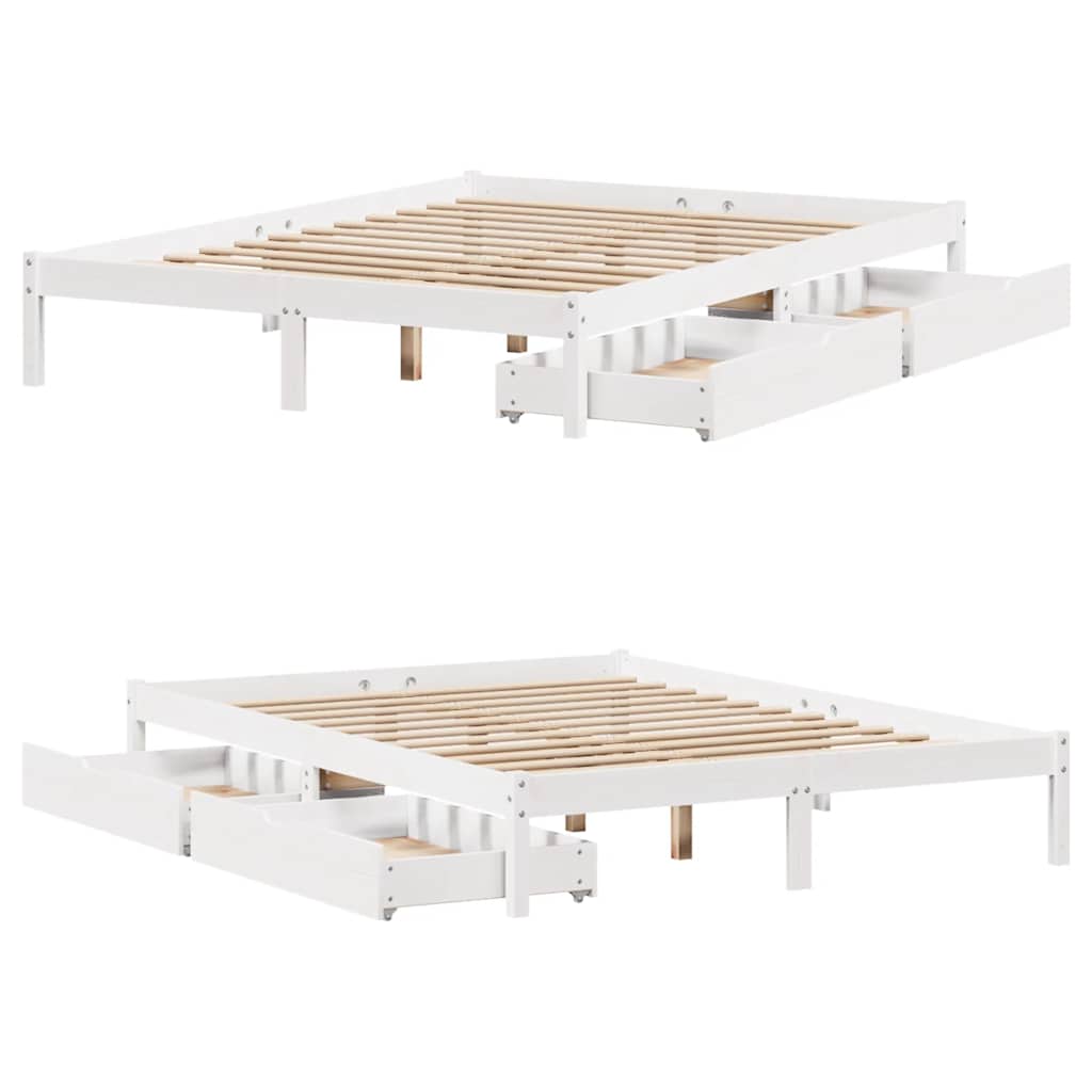 Sengeramme uten madrass hvit 140x190 cm heltre furu