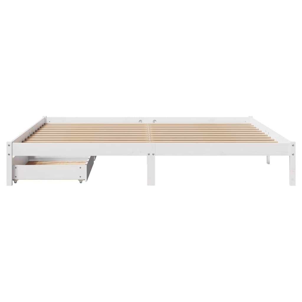 Sengeramme med madrass hvit 200x200 cm heltre furu
