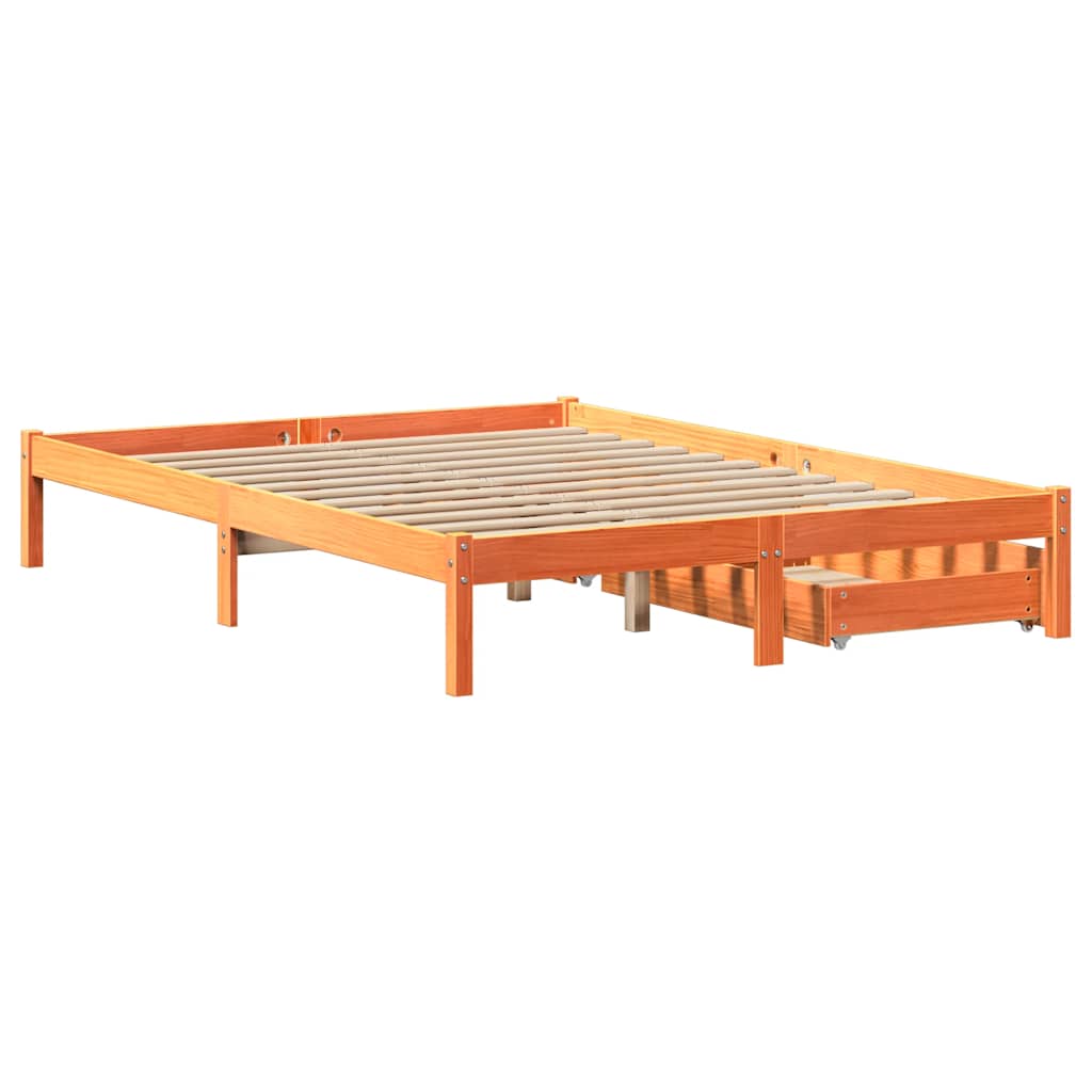 Sengeramme uten madrass voksbrun 120x190 cm heltre furu