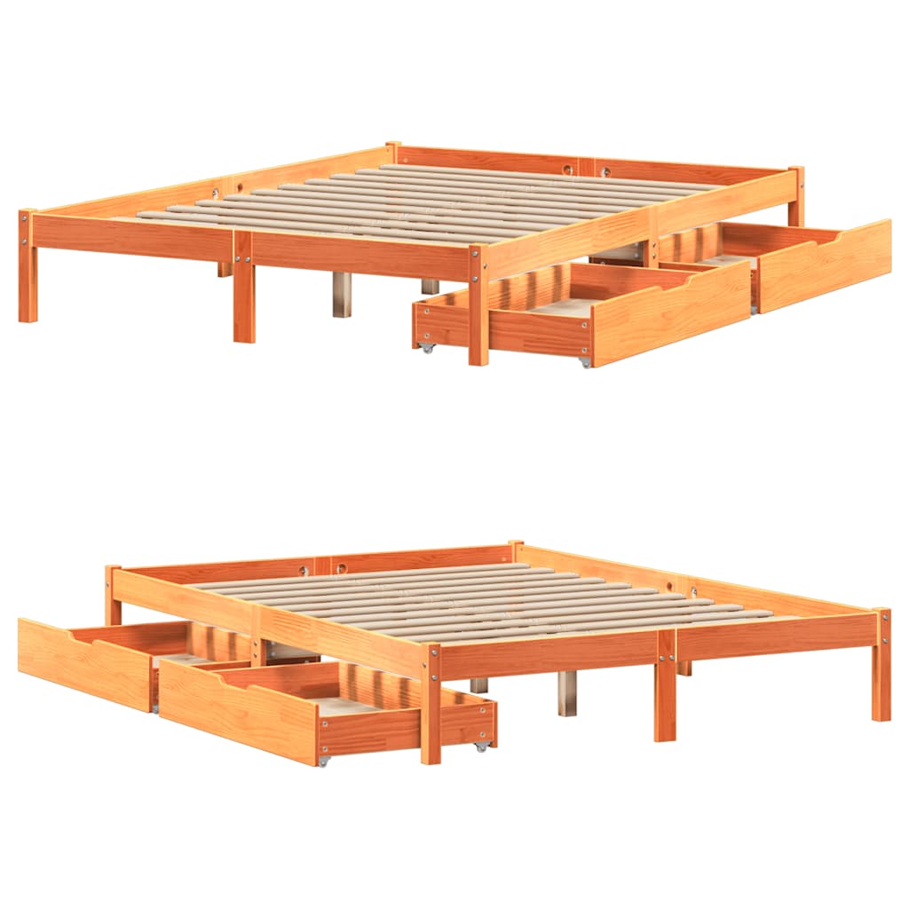 Sengeramme uten madrass brun 135x190 cm heltre furu
