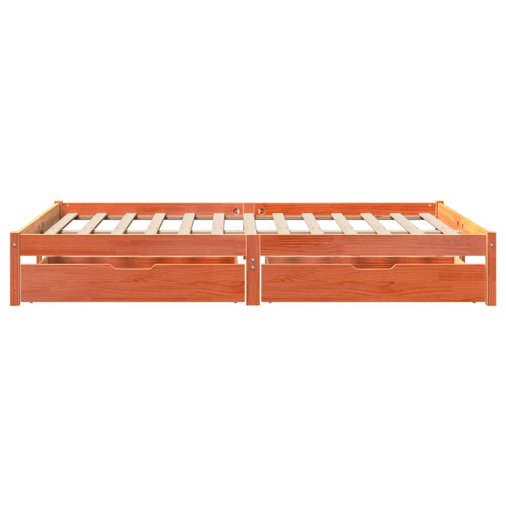 Sengeramme uten madrass voksbrun 140x190 cm heltre furu