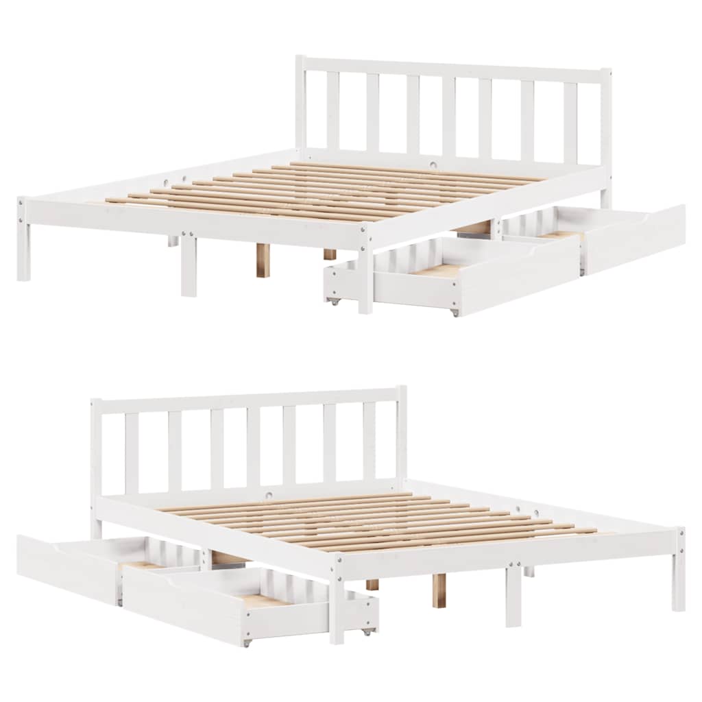 Sengeramme uten madrass hvit 120x190 cm heltre furu