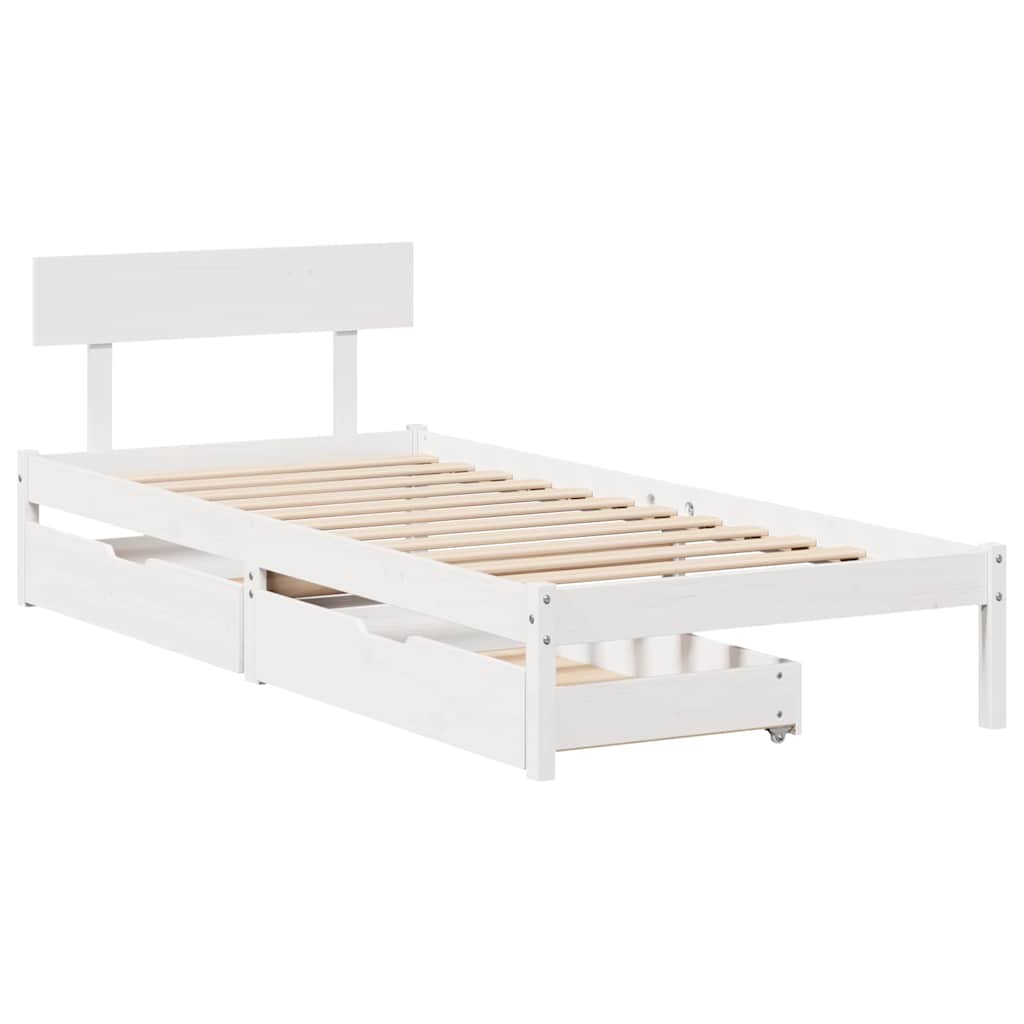 Sengeramme uten madrass hvit 75x190 cm heltre furu