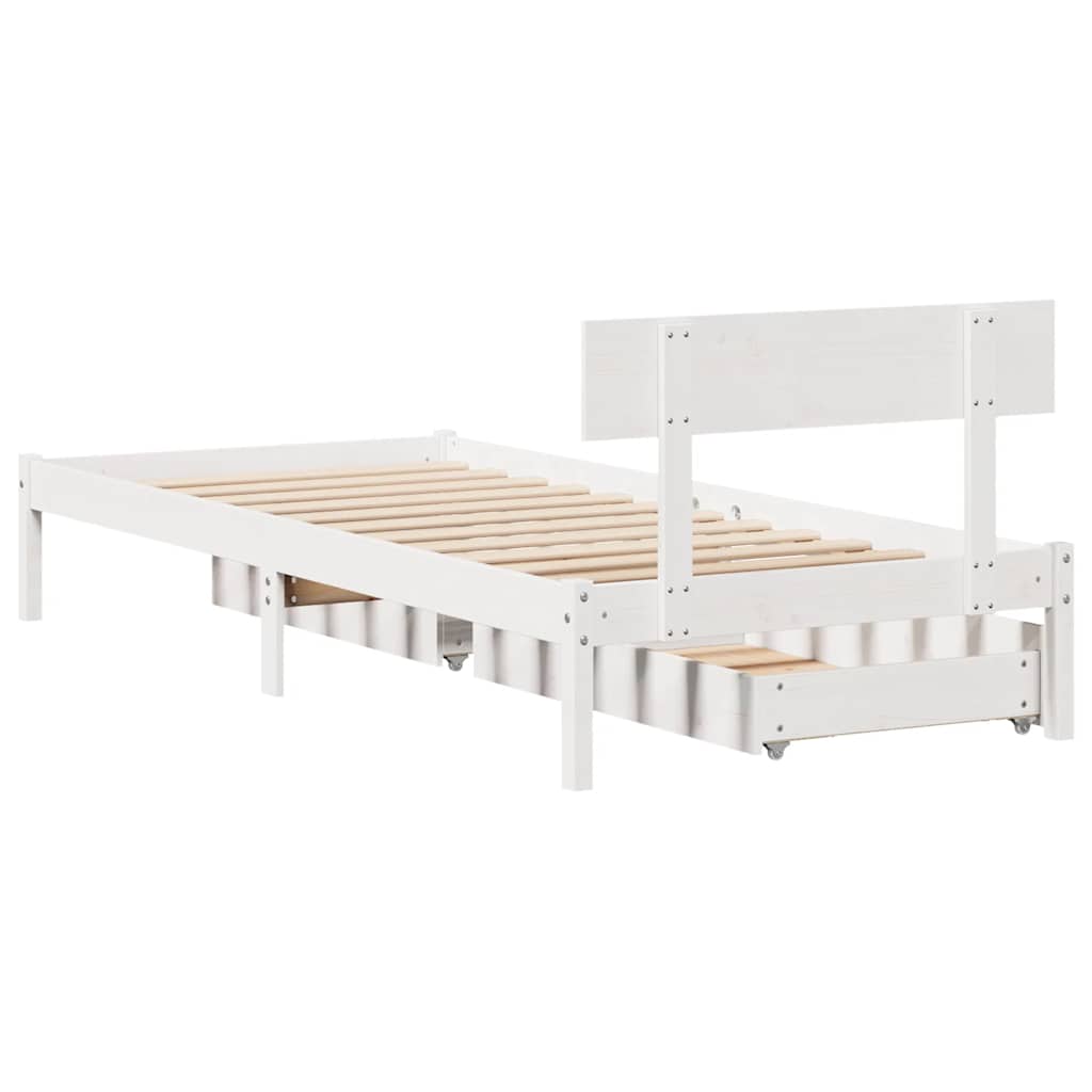 Sengeramme uten madrass hvit 75x190 cm heltre furu