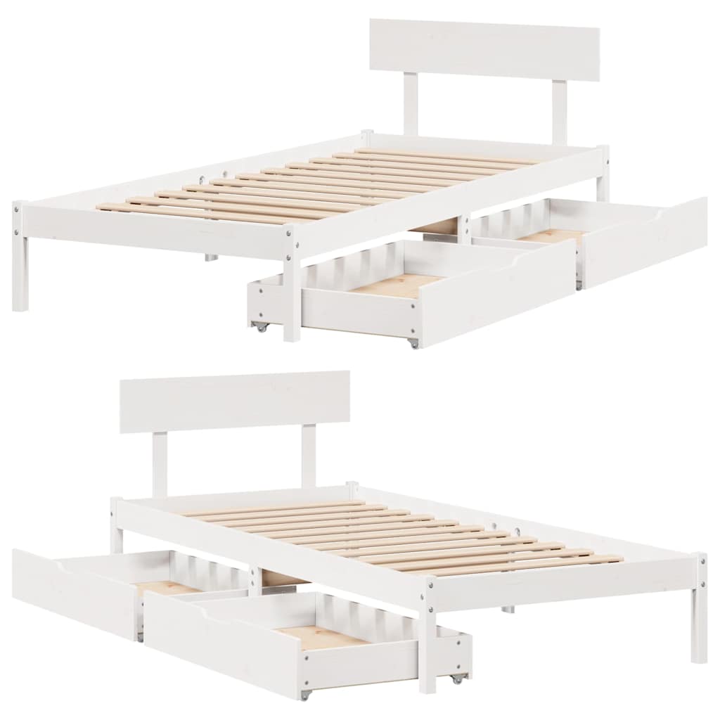 Sengeramme uten madrass hvit 75x190 cm heltre furu