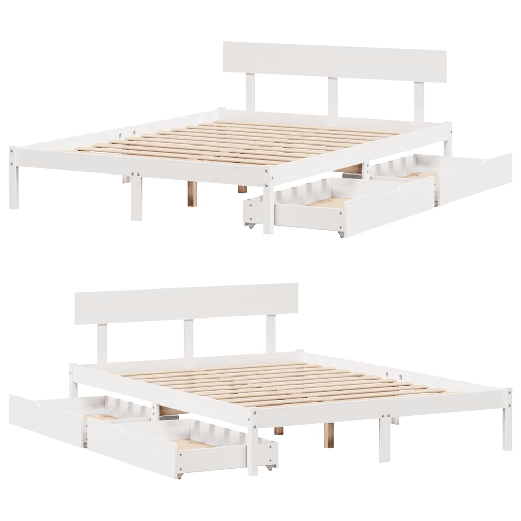 Sengeramme uten madrass hvit 120x190 cm heltre furu