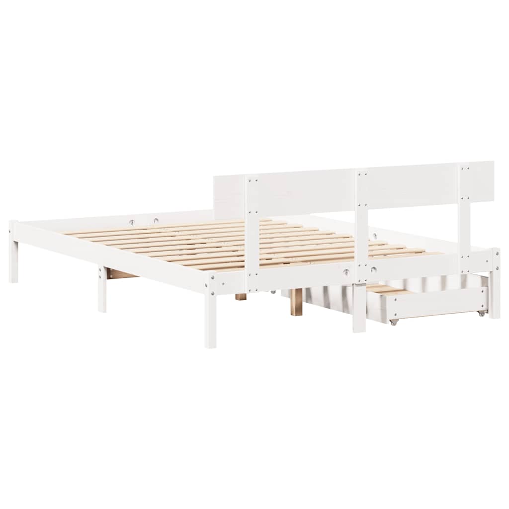 Sengeramme uten madrass hvit 140x190 cm heltre furu