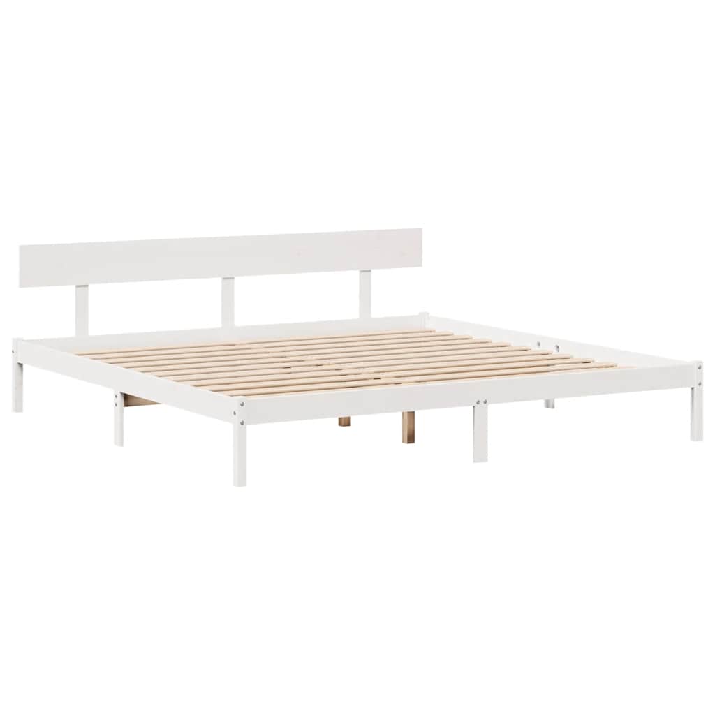 Sengeramme med madrass hvit 200x200 cm heltre furu