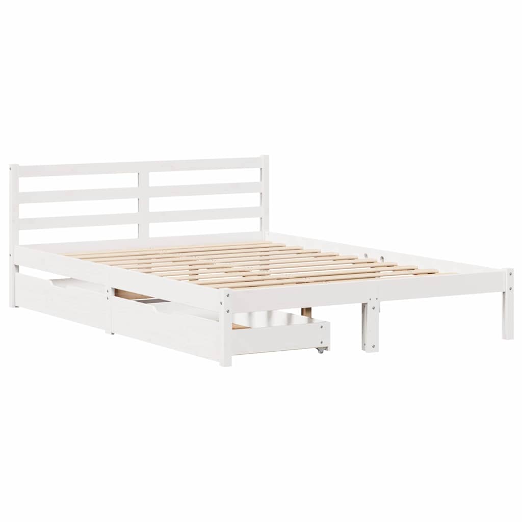 Sengeramme uten madrass hvit 135x190 cm heltre furu