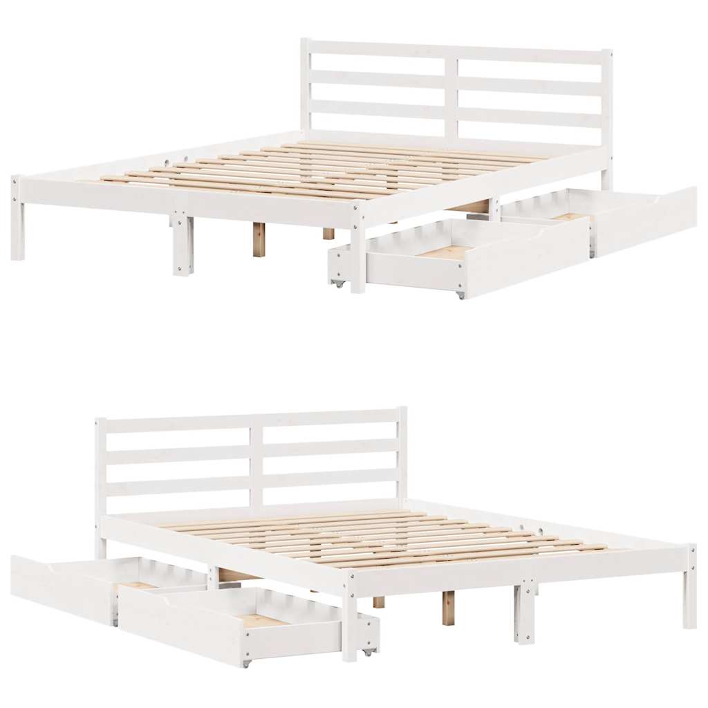Sengeramme uten madrass hvit 135x190 cm heltre furu