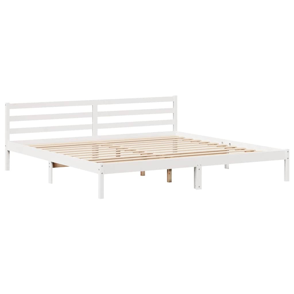 Sengeramme med madrass hvit 200x200 cm heltre furu