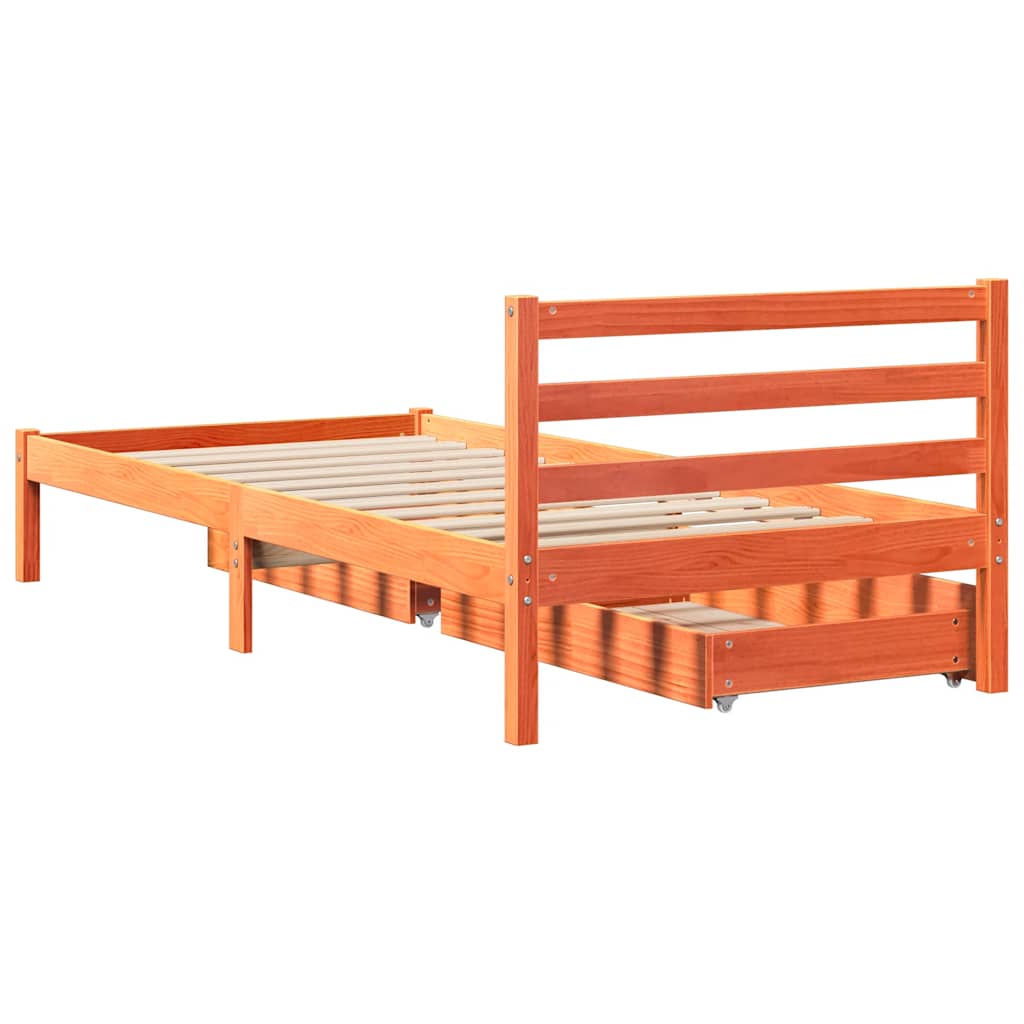 Sengeramme uten madrass voksbrun 75x190 cm heltre furu