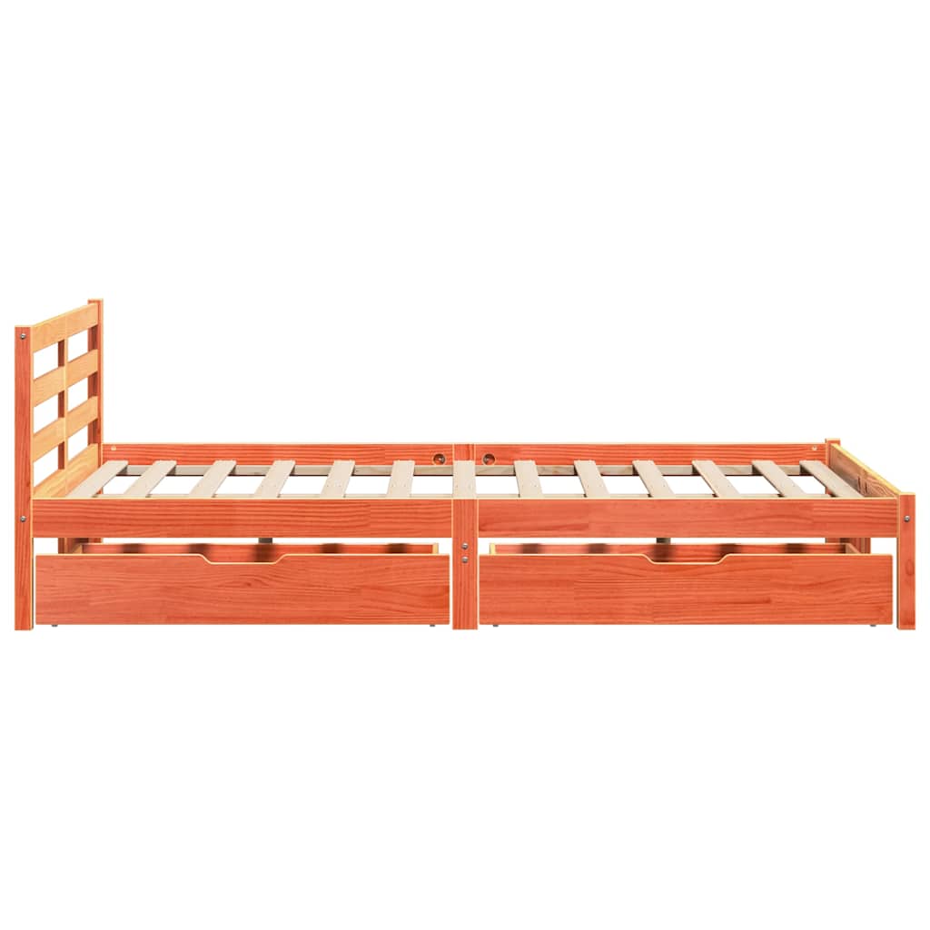 Sengeramme uten madrass voksbrun 120x190 cm heltre furu