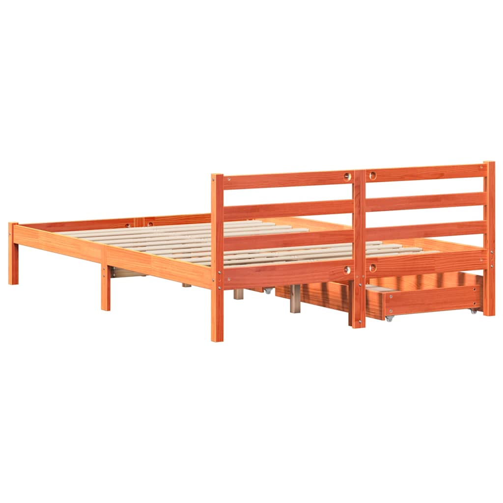 Sengeramme uten madrass voksbrun 120x190 cm heltre furu