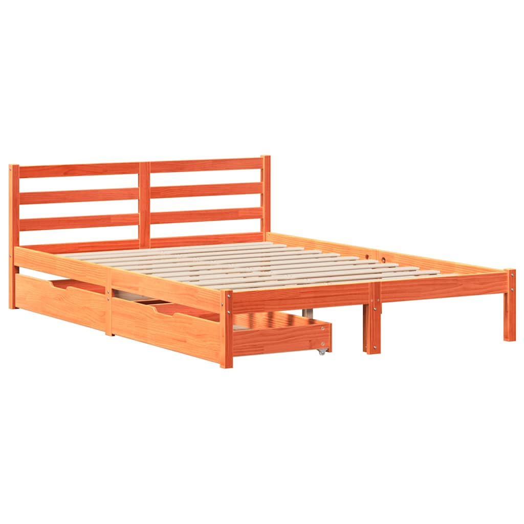 Sengeramme uten madrass brun 150x200 cm heltre furu