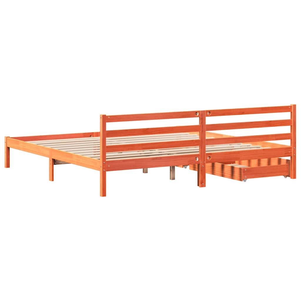 Sengeramme uten madrass voksbrun 200x200 cm heltre furu