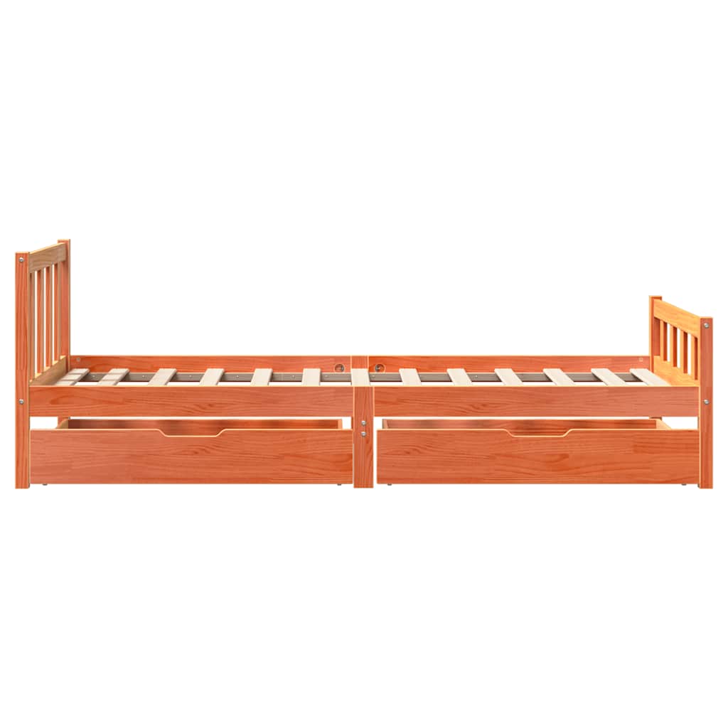 Sengeramme uten madrass voksbrun 75x190 cm heltre furu
