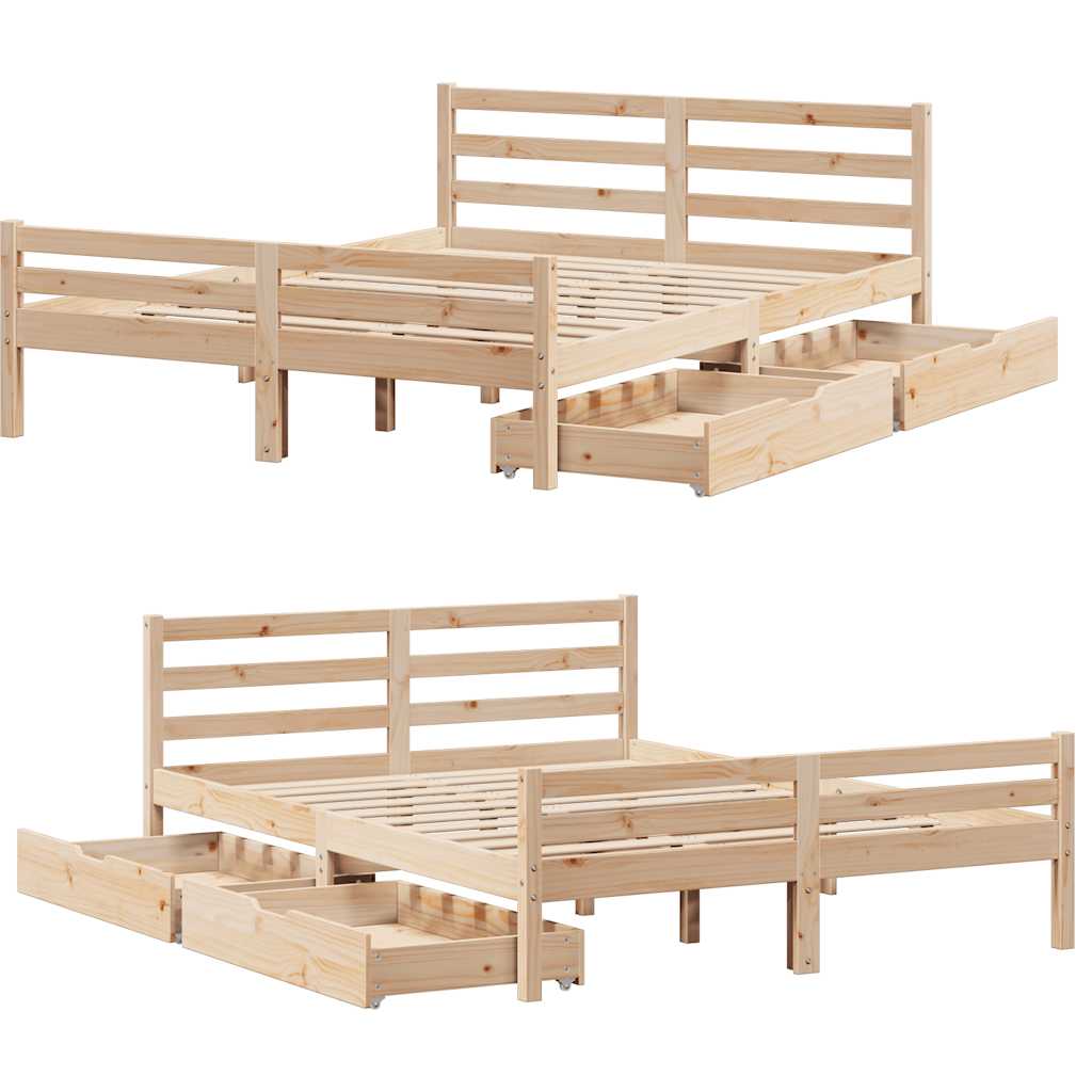 Sengeramme uten madrass hvit 135x190 cm heltre furu