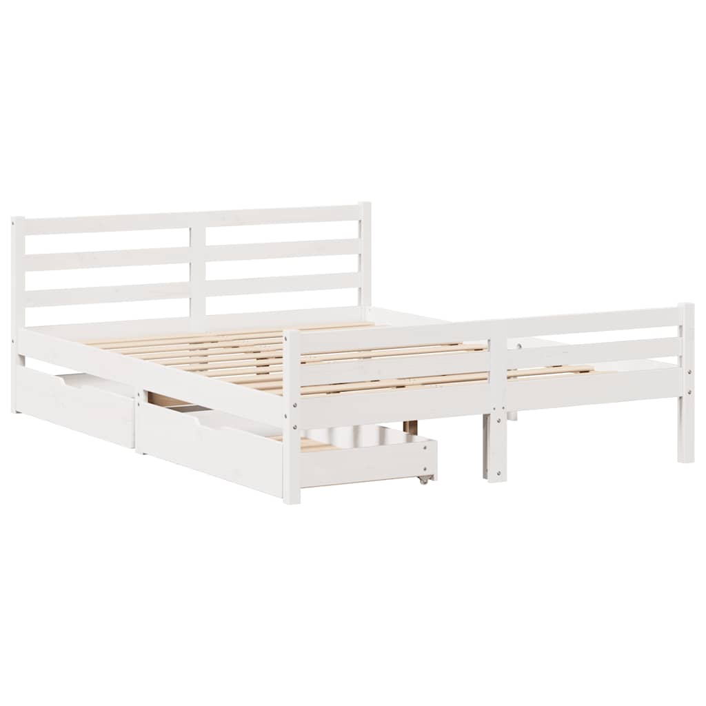 Sengeramme uten madrass hvit 135x190 cm heltre furu